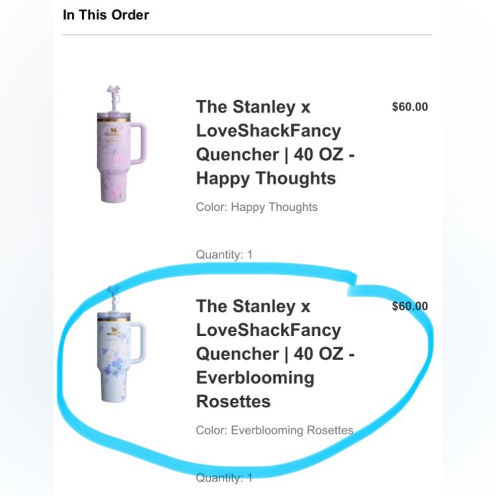 *SOLD* STANLEY x LOVESHACKFANCY 40oz TUMBLER EVERLASTING BLOOMS - Picture 5 of 5